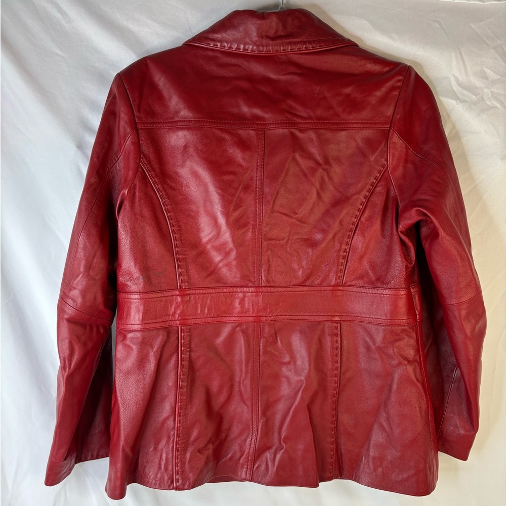 Preston & York Vintage Red Lambskin Button Jacket - Picture 3 of 10